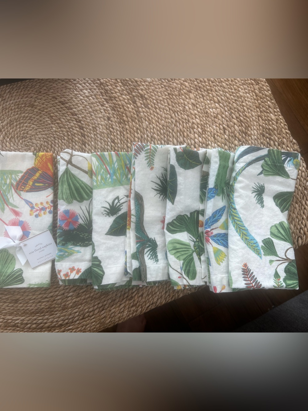 Pottery Barn “Evie” floral fabric napkins